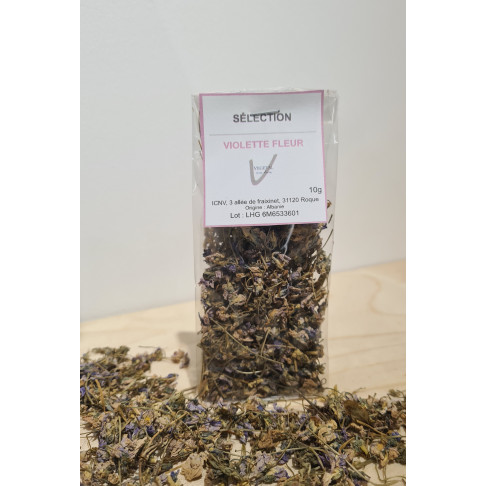 Fleur de violette séchée sans arôme ni sucre ajouté. Qualité Sélection VEGETAL VIVA DERM