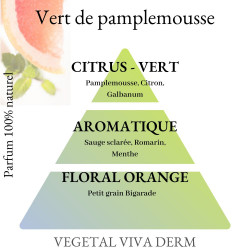 Pyramide olfactive. Parfum 100% naturel, sans alcool - vert de pamplemousse
