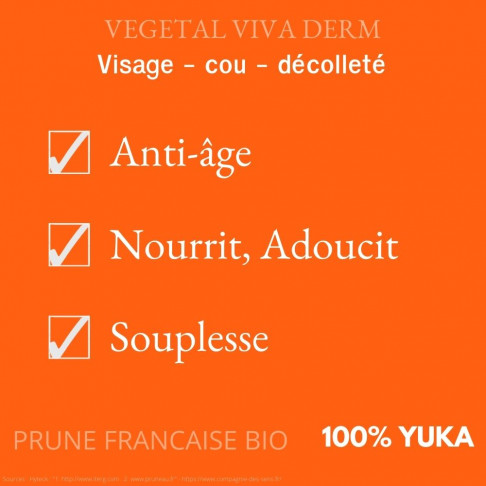 Anti-âge, nourrit, donne de la souplesse. Qualité contrôlée VEGETAL VIVA DERM