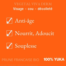 Anti-âge, nourrit, donne de la souplesse. Qualité contrôlée VEGETAL VIVA DERM