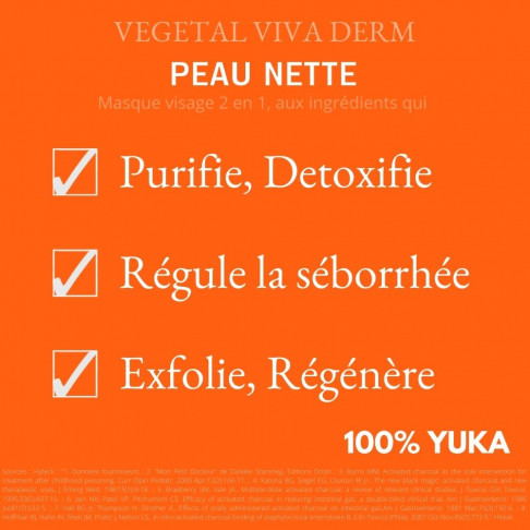 Purifie, détoxifie, élimine l'excès de sébum, exfolie, régénère/ Peau nette anti imperfection. 100% naturel. VEGETAL VIVA DERM