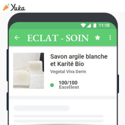 Savon crème Argile blanche Karité BIO surgras VEGETAL VIVA DERM. Sans allergène, noté Excellent 100% sur Yuka.