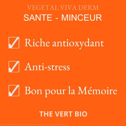 Thé vert BIO. Très bon pour la santé, le cœur, la mémoire et lutterai contre le cancer. VEGETAL VIVA DERM