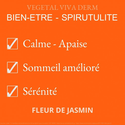 Fleur de Jasmin - Bien-être et spiritualité. Calme, apaise, relaxe, odorante et bienveillante. VEGETAL VIVA DERM