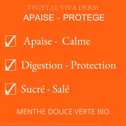 Menthe douce verte BIO. Apaise, calme, protège, aide à la digestion. Sucré - Salé. VEGETAL VIVA DERM