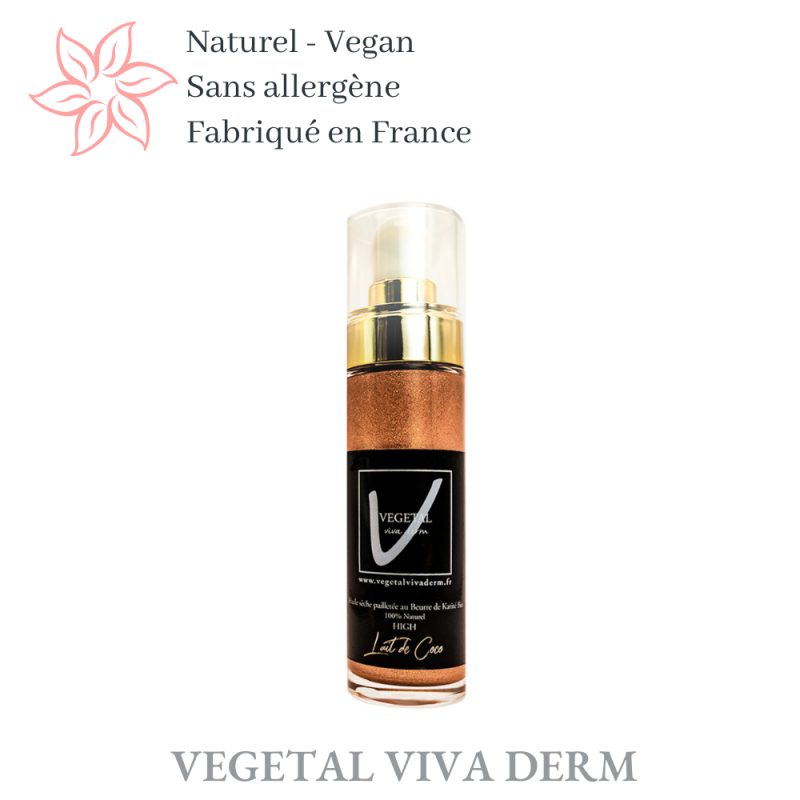 Effet bronzé, pailleté et satiné. Résiste à l'eau et ne laisse pas de film gras. VEGETAL VIVA DERM