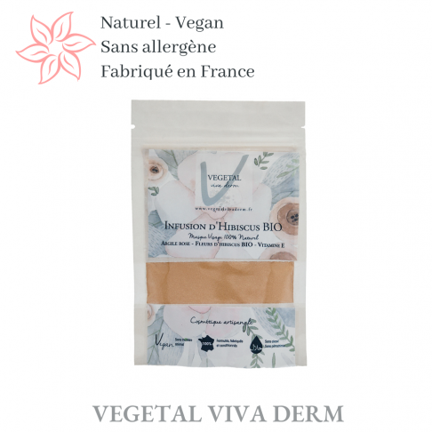 Masque effet bonne mine et anti-âge à l'infusion d'hibiscus. 100% naturel par VEGETAL VIVA DERM