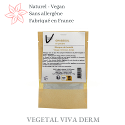 Ghassoul en poudre 100% pure et naturelle - Visage, Corps, Cheveux. VEGETAL VIVA DERM