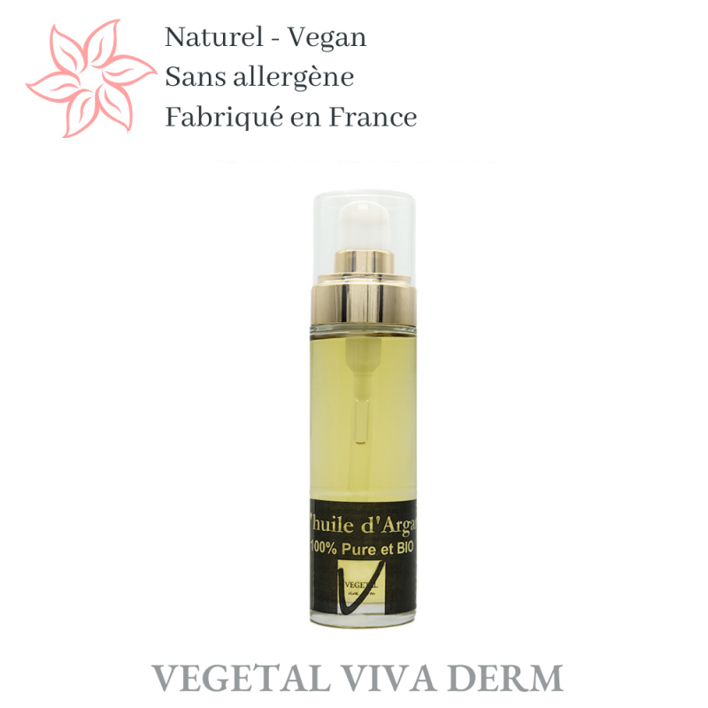 Huile d'argan 100% pure et BIO. Qualité VEGETAL VIVA DERM