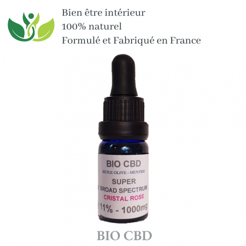 Huile CBD Super Brod Spectrum - Cristal Rose par BIO CBD. Combinaison exclusive de cannabinoïdes. 100% Français