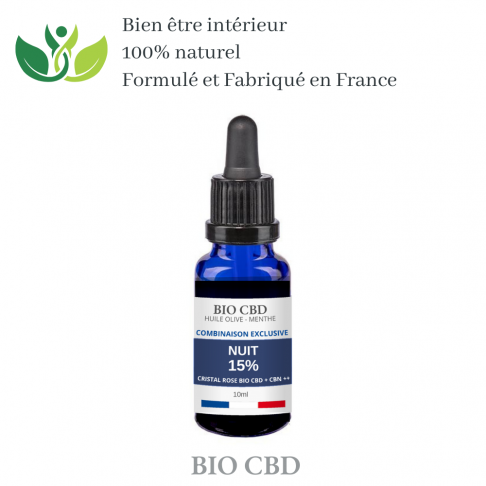 Huile de CBD 15% NUIT. Une combinaison unique de cannabinoïdes pour des nuits apaisées. BIO CBD