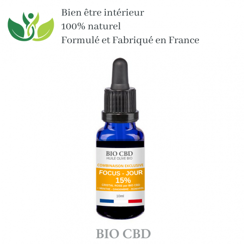 Huile de CBD 15% FOCUS - JOUR. Bien-être et Concentration. Par BIO CBD